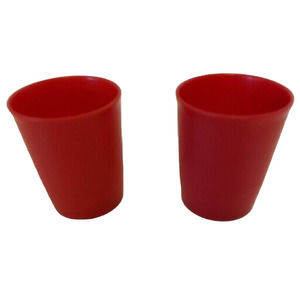 VTG Tupperware Tumblers Harvest Red Orange 6oz Kids Juice Cups #1251 Lot of 2